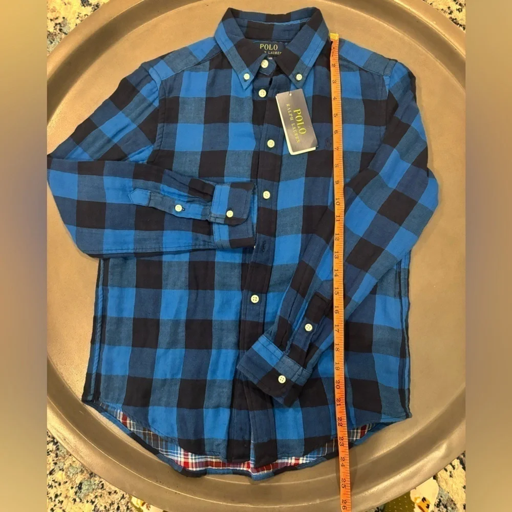 Ralph Lauren Polo NEW Pony-embroidered Blue Plaid Button Down Size M (10/12) - Picture 10 of 10